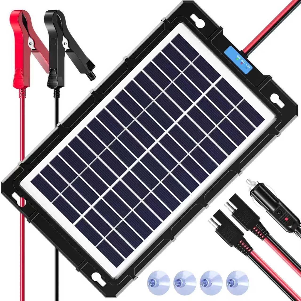 12V Solar Battery Charger & Maintainer – 8W Waterproof Trickle Charging Kit for