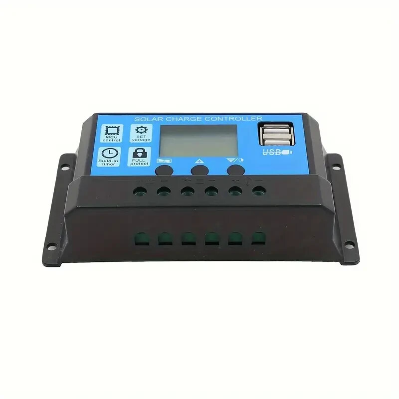 80A Solar Panel Battery Charge Controller 12V 24V, Dual USB Port, LCD Display