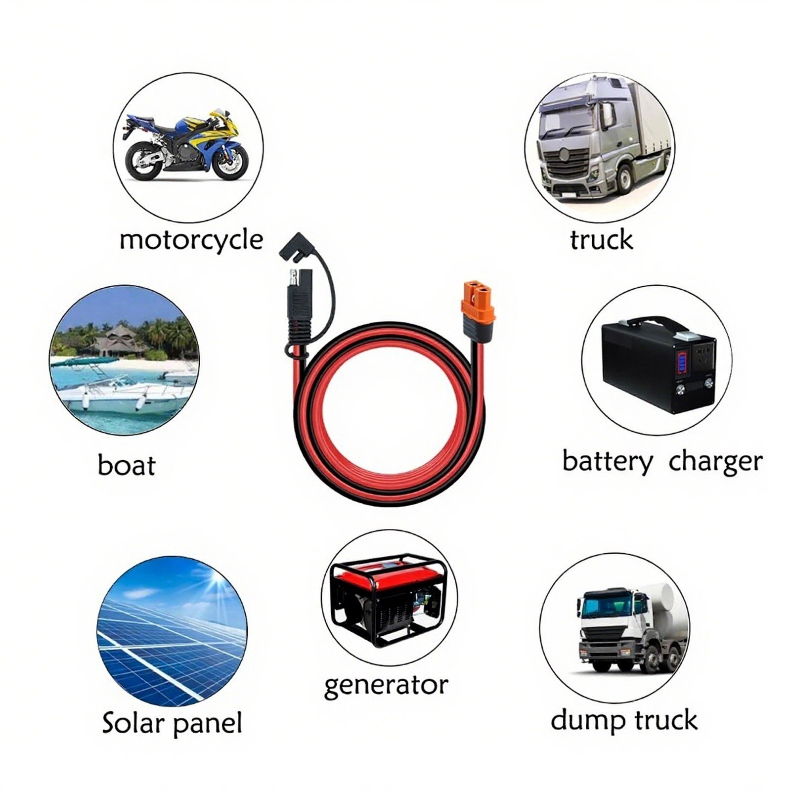 10AWG XT60i Female Connector to O Ring Terminal M8 Battery Solar Charging Cable