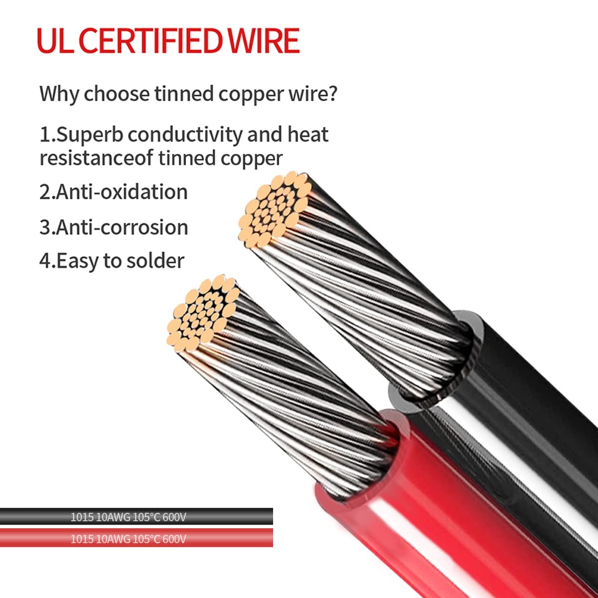 SAE Battery Connector 10AWG O Ring Terminal Harness Quick Disconnect Cable 10FT