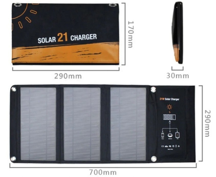 21W Portable Solar Panel Charger Waterproof Foldable Solar Panel with USB Port