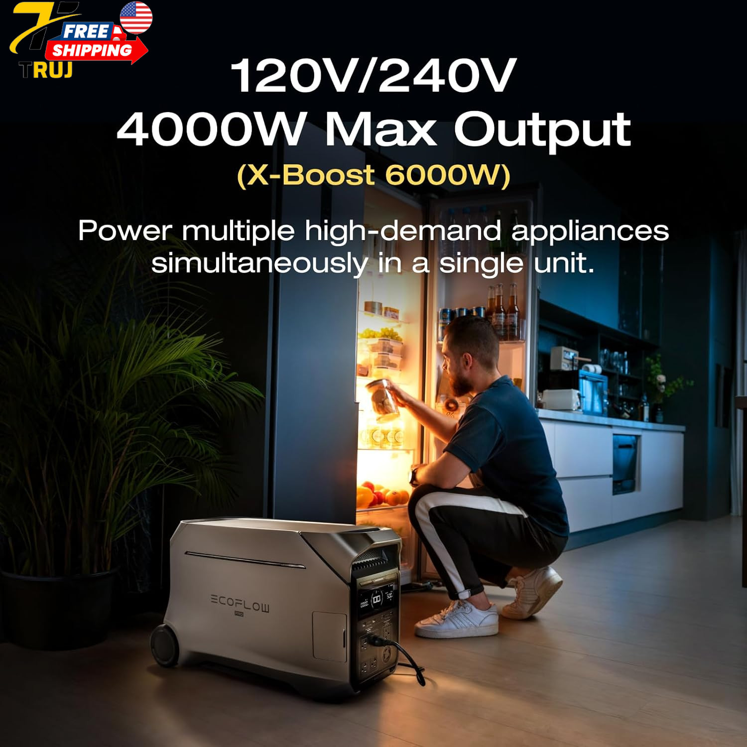 Solar Generator for Home Use Camping DELTA Pro 3 Portable Power Station 4000W