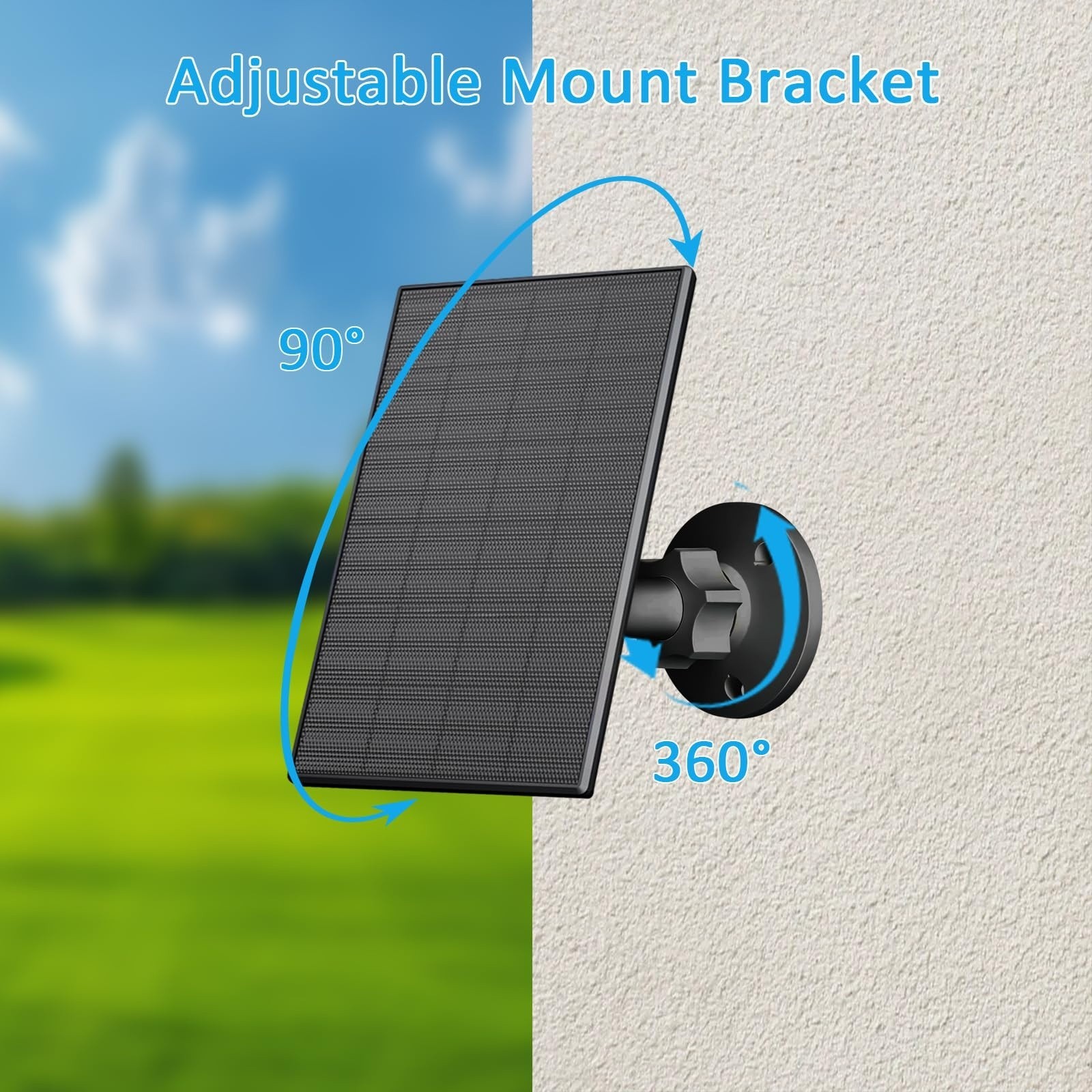 2 Pack 2W Solar Panel for Security Camera USB USB-C IP65 7.2ft Cable Black USNew