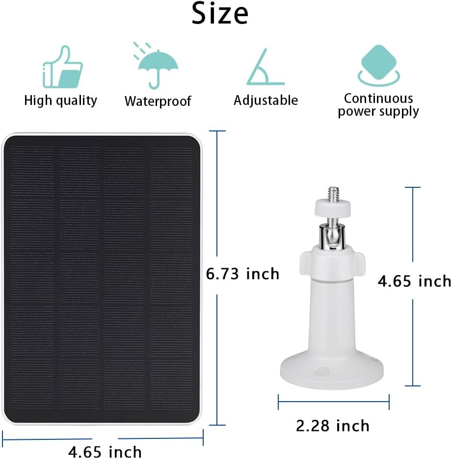 2 Pack Solar Panel Compatible with WYZE Battery Cam Pro, Eufycam 2C/2C Pro, 4W 5