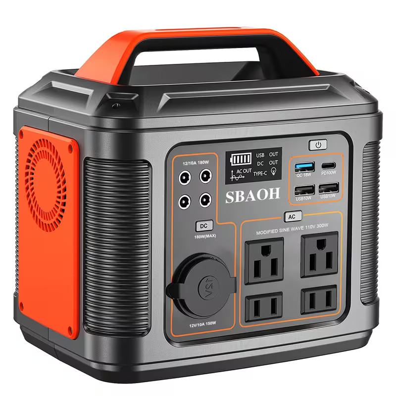 SBAOH 300W Portable Power Station 296Wh 80000mAh Solar Powered Generator New