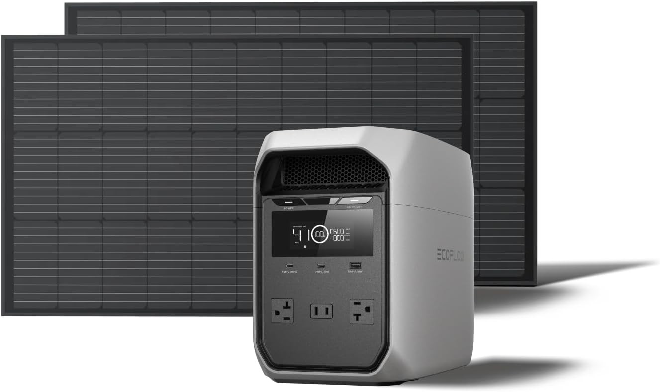 1024Wh LiFePO4 (LFP) Battery, 1800W AC/100W USB-C Output, Solar Generator