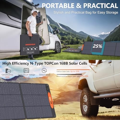 N-Type 16BB 220W Portable Solar Panel for EF/Jackery/Bluetti/Anker 220 Orange