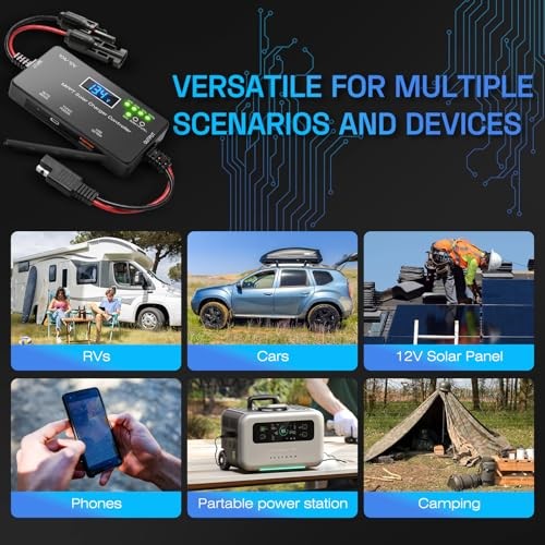 MPPT Solar Charge Controller 12V 10A, Intelligent Solar Panel Regulator with