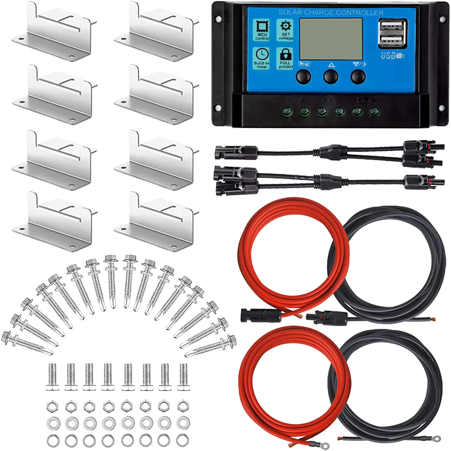 200 Watt 12/24V Solar Panel Kit for RV Boat Home: 2Pcs 100W Monocrystalline Sola