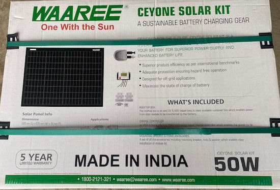 WAAREE WSBC-50 CEYONE SOLAR KIT w/30A CHARGE CONTROLLER & ROOFTOP BOX