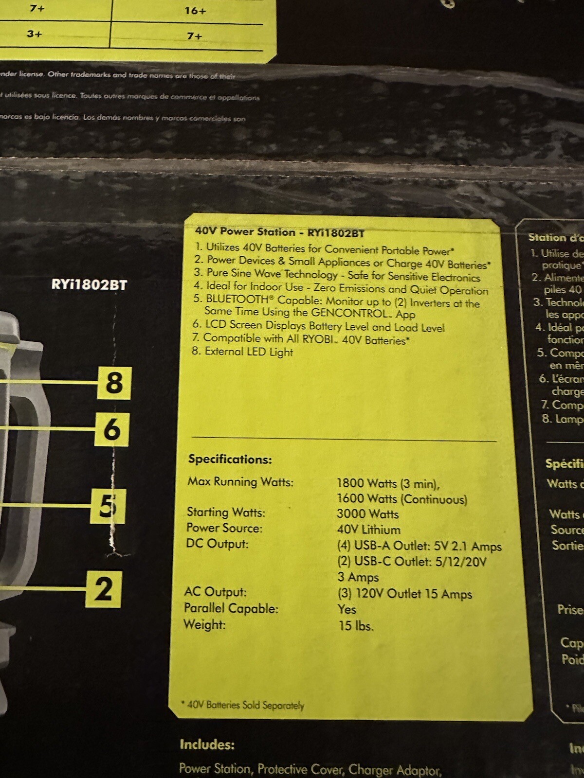 BRAND NEW Ryobi 40V Lithium Battery Inverter Power Station w/ Charging Cable
