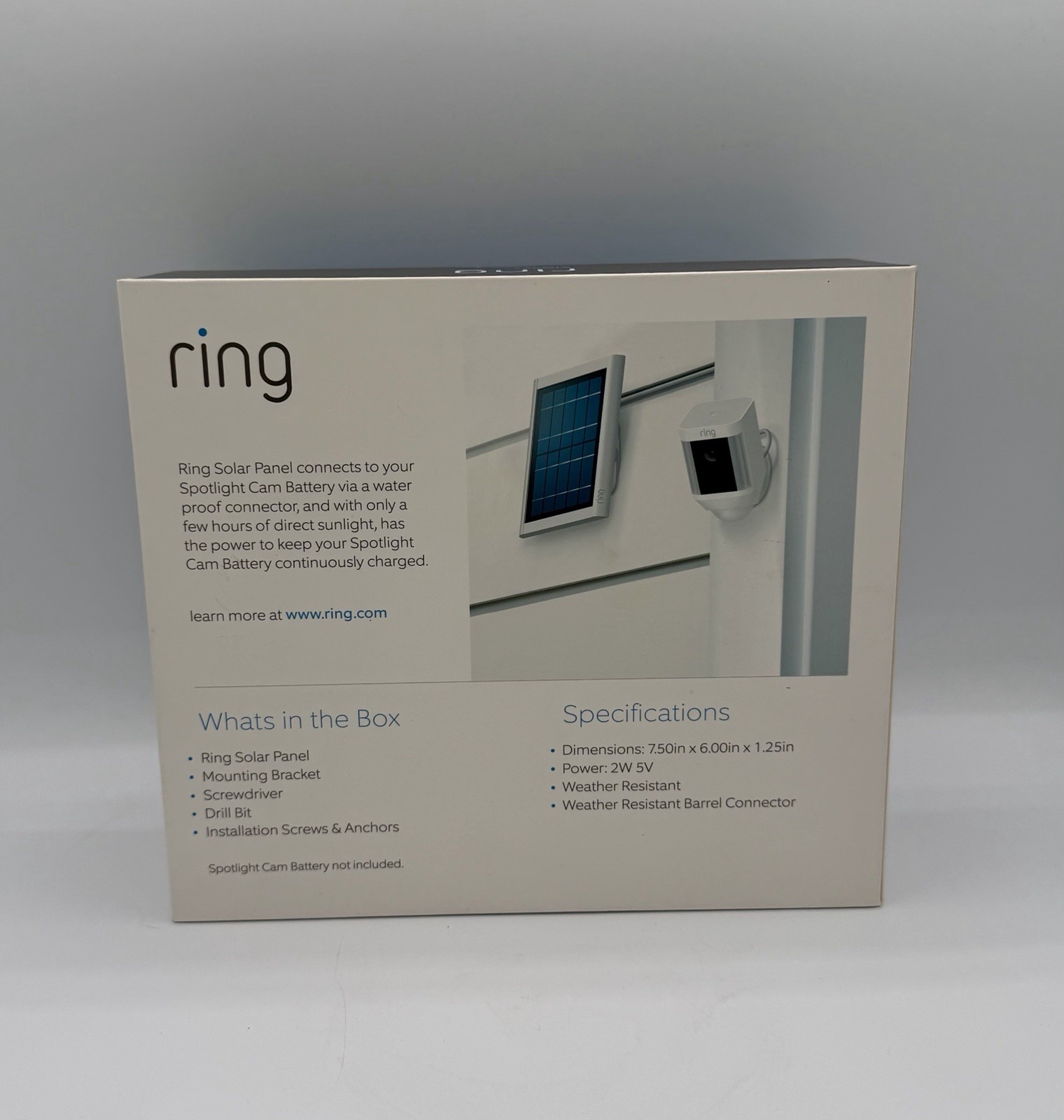 Ring Solar Panel for Spotlight Cam Battery White – New/Sealed