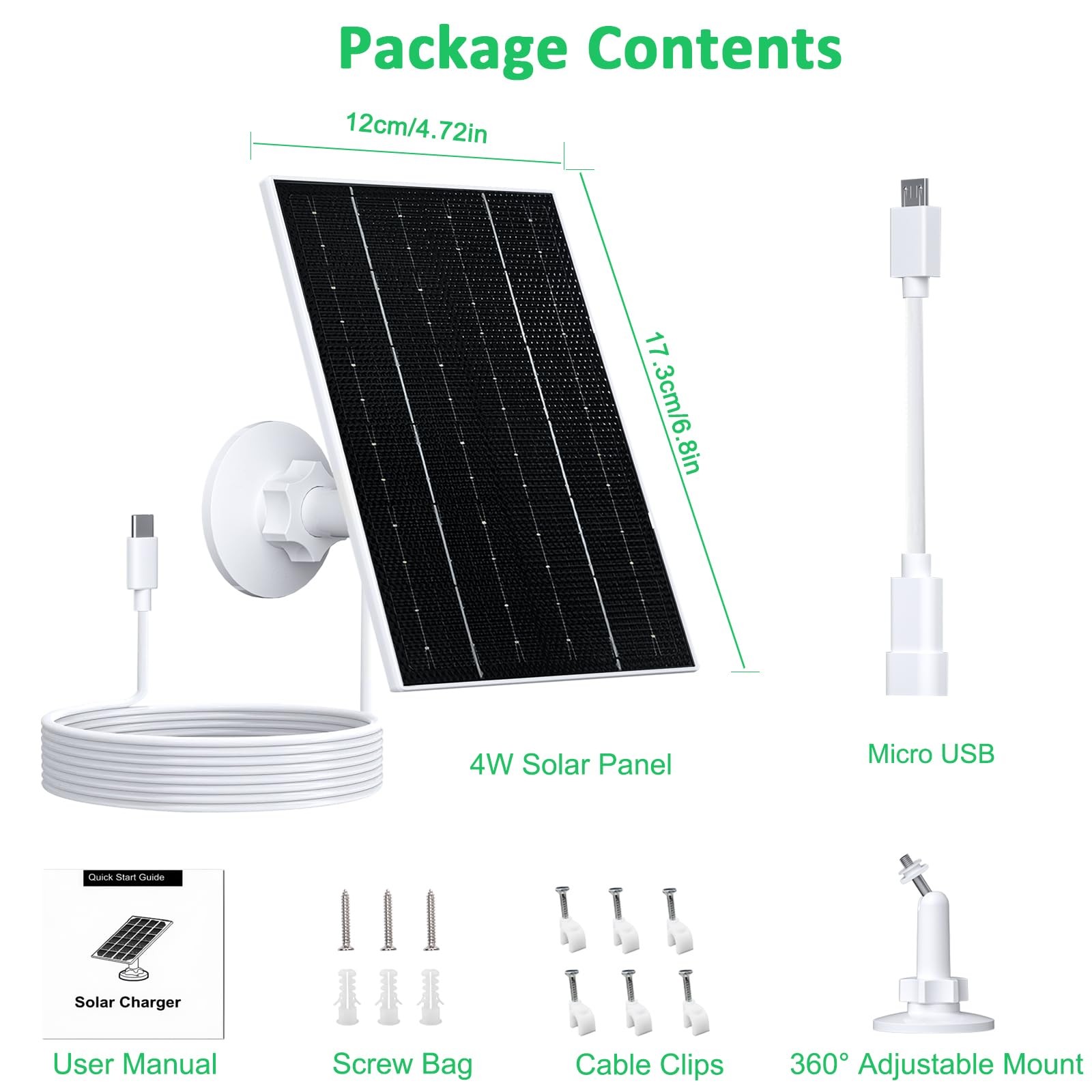 FUTUREZEN Solar Panel Type-C Micro USB White 1 Pack