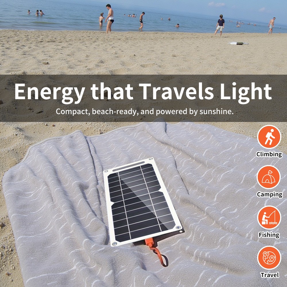 Portable 20W Mini Solar Panel USB Type-C 5V Charger Power Bank For Phone Outdoor