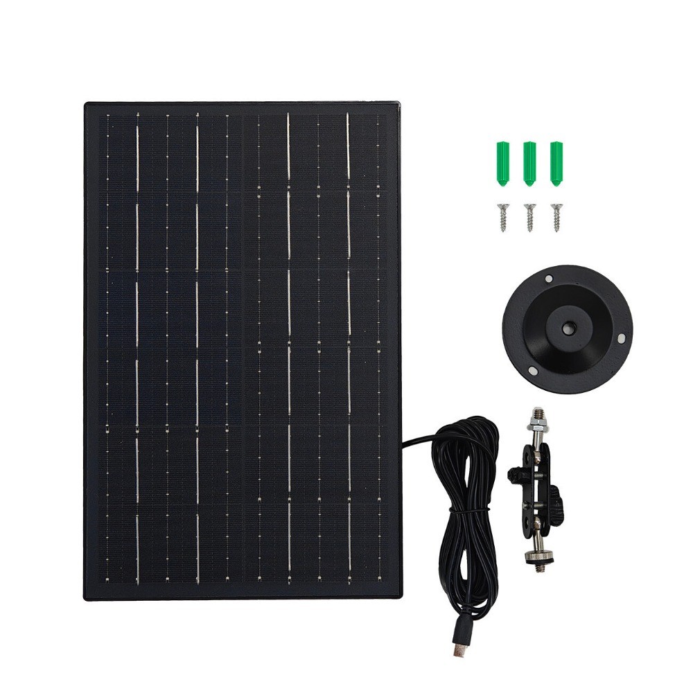 30W Solar Panel for Security Camera USB Type C Solar Cell Charger With Mount