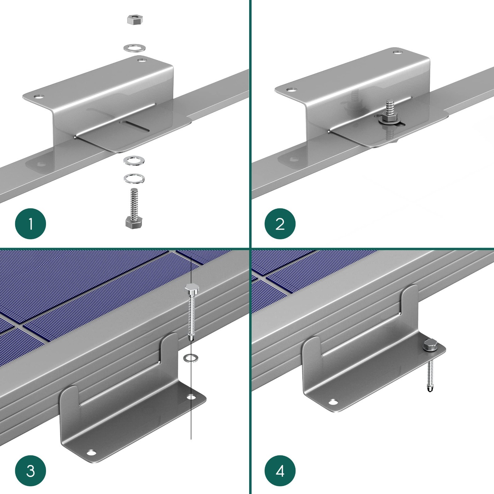 Solar Panel Mounting Brackets Kit – Z Brackets for Roof, RV, Trailer, Wall, Off-