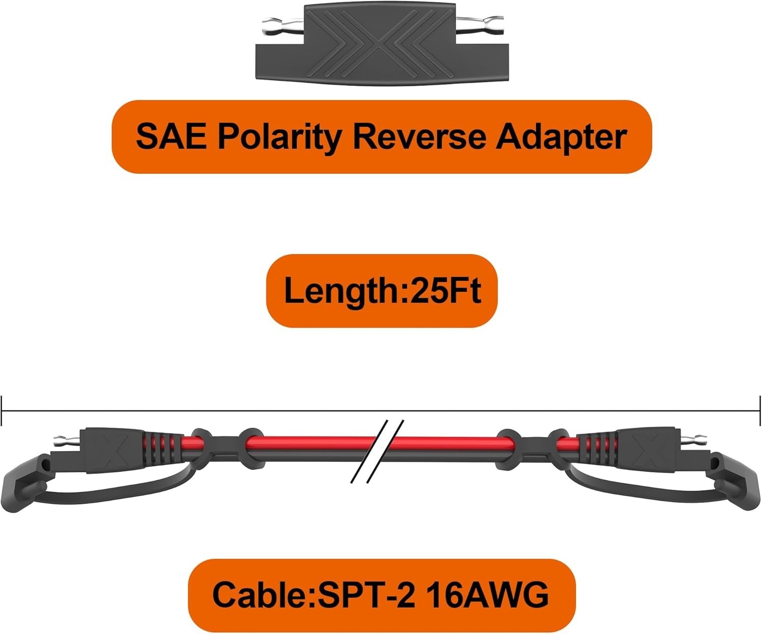 Universal 12FT SAE Connector Cable for Automotive & Solar Use – Listed Safety