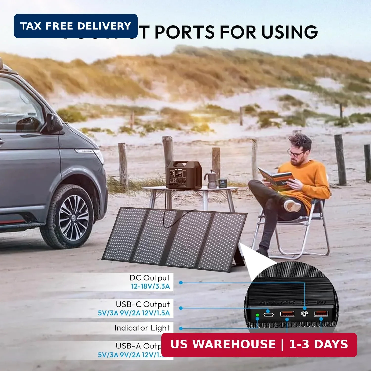 Portable Solar Panel, 60W Foldable Solar Panel Charger for Portable Generator Po