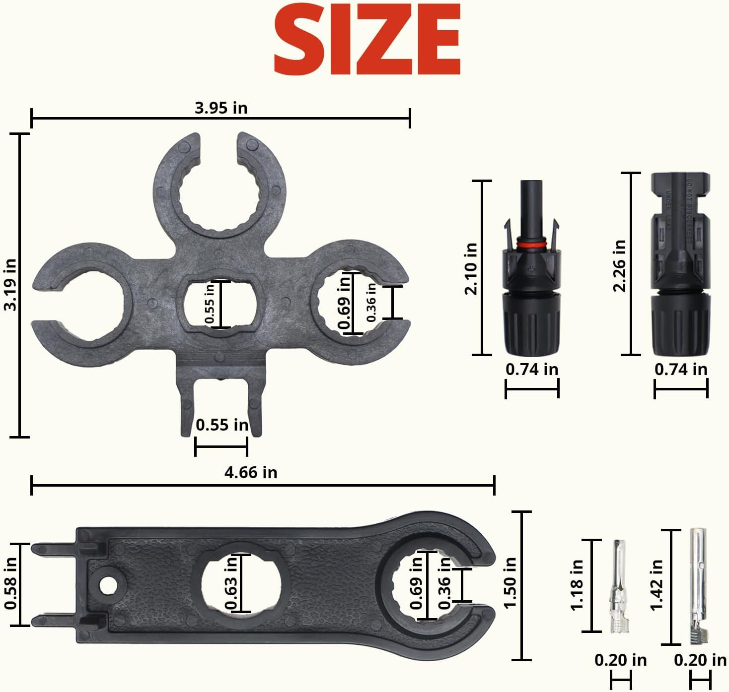 MC-4 Connector Kit, Solar Cable Connector Kit, 6 Pairs of Solar Connectors, 2 Sp