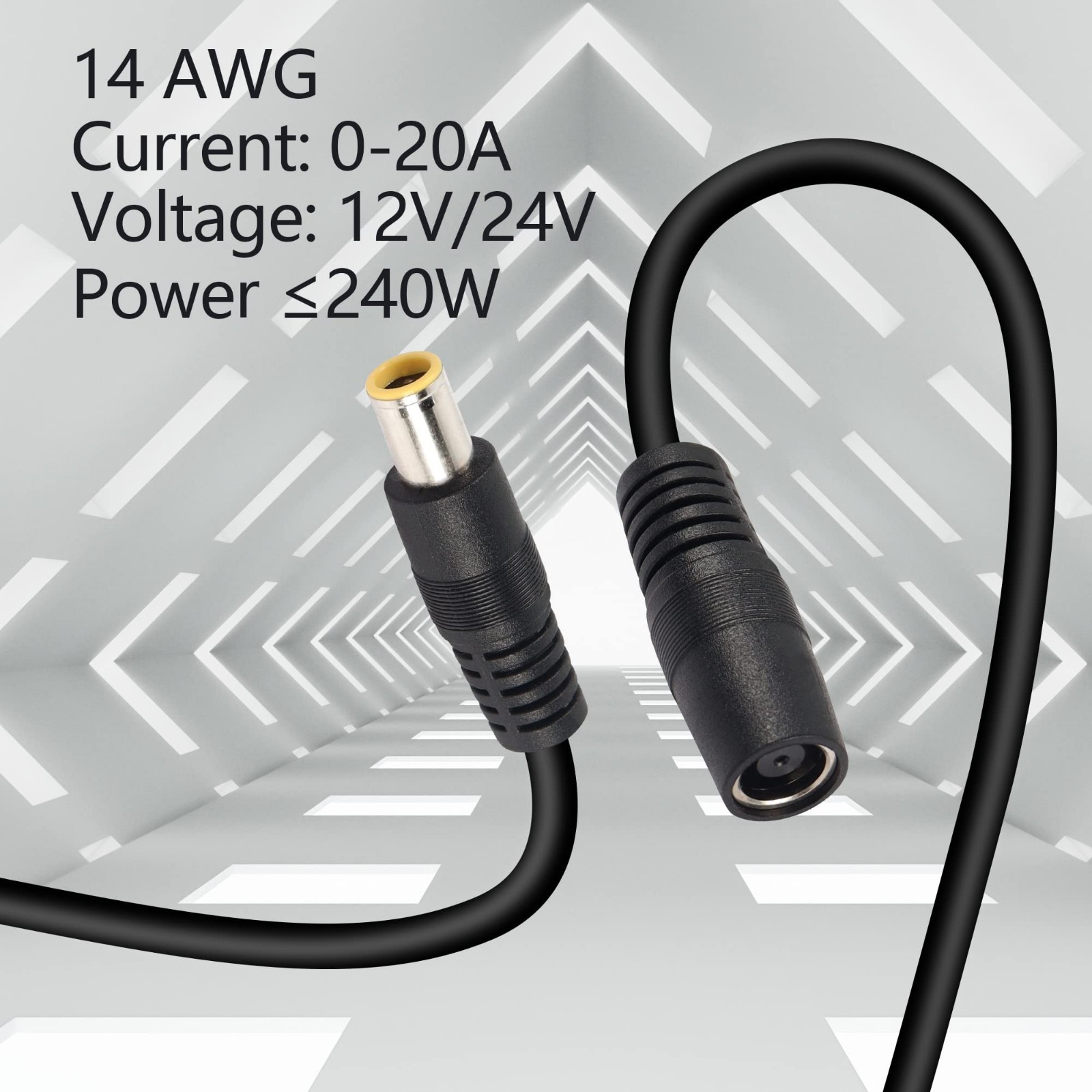 10Ft DC 8mm Extension Cable, Male to Female Power Cord, 14AWG for Solar Generato