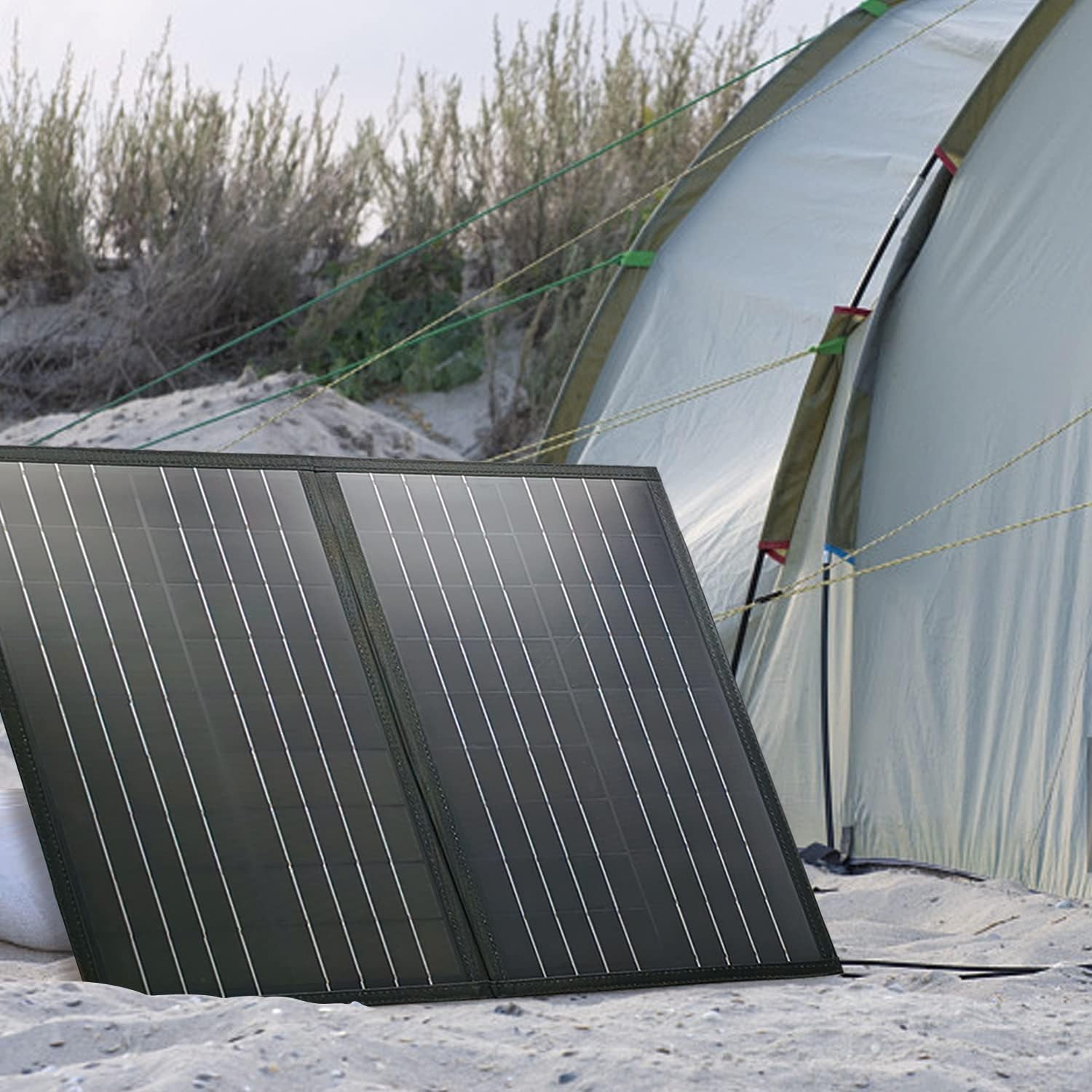 60W Foldable Solar Panel Kit Outdoor Waterproof Charger with 5V USB and 18V DC