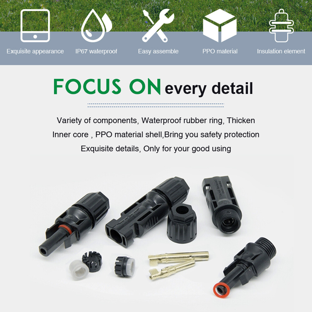 Solar Panel Y Branch Cable Connection Waterproof Adapter Connectors Extension
