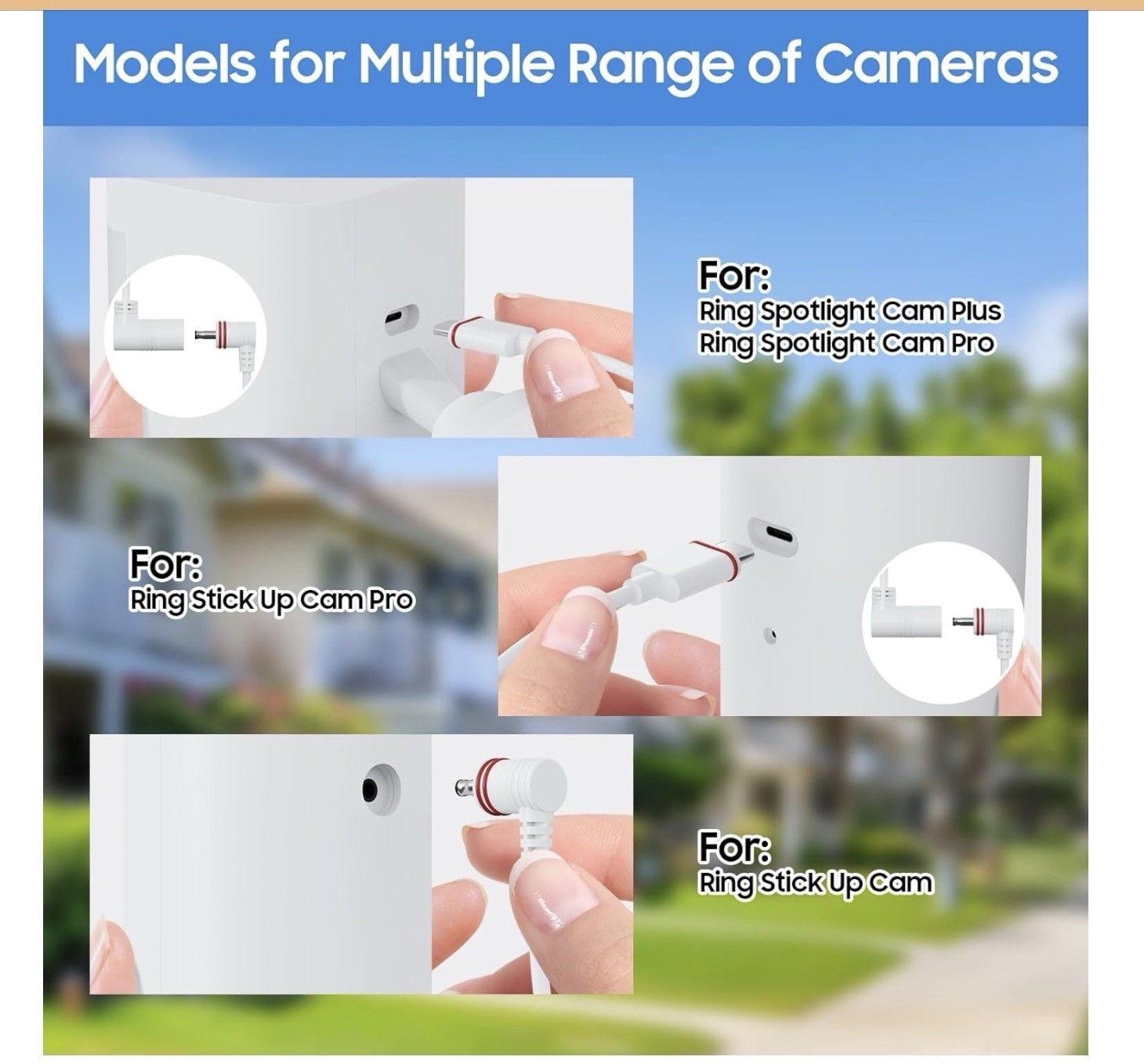 2 Pack Solar Panel Charger for Ring Security Camera 5 W 10 Ft Cord 5 in Panel ￼