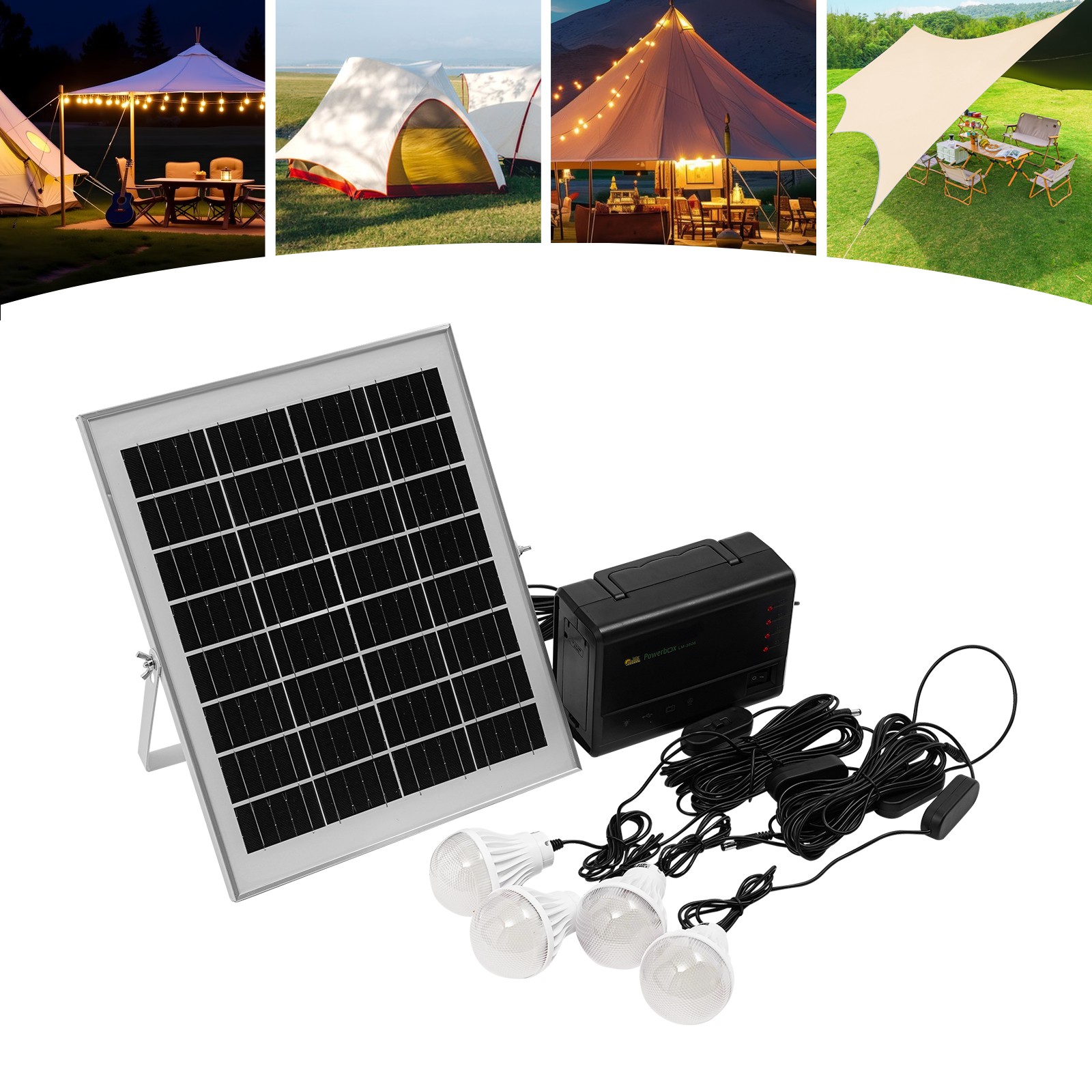 12W Power Station Solar Generator Lighting Kit Solar Light For Home Camping
