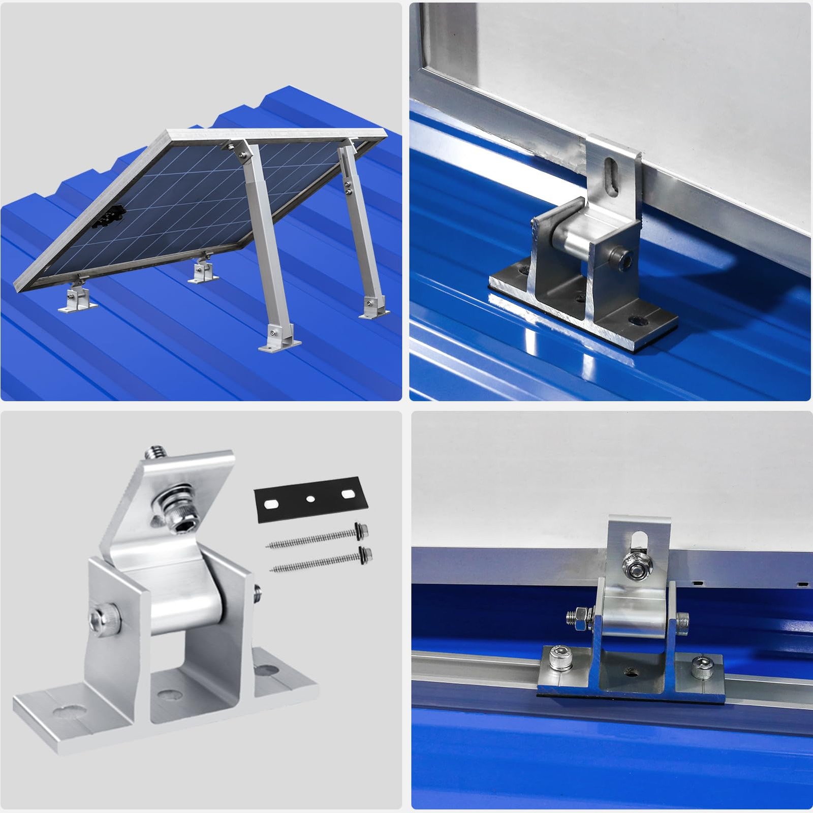 4PCS Solar Panel Mounts – Adjustable Brackets for RV & Flat Roofs, Tilt Angle…