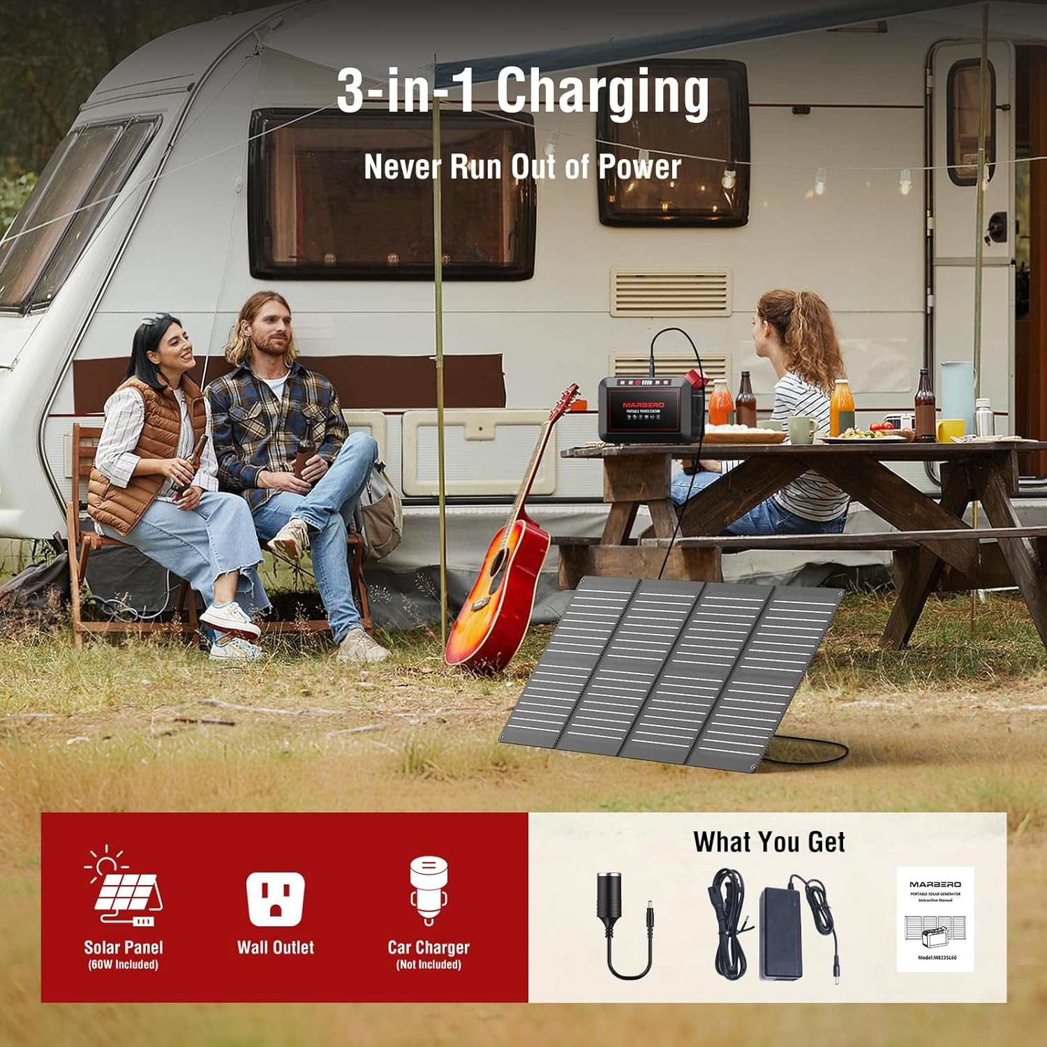 MARBERO 237Wh Solar Generator with Solar Panel Included Portable Power Station 3