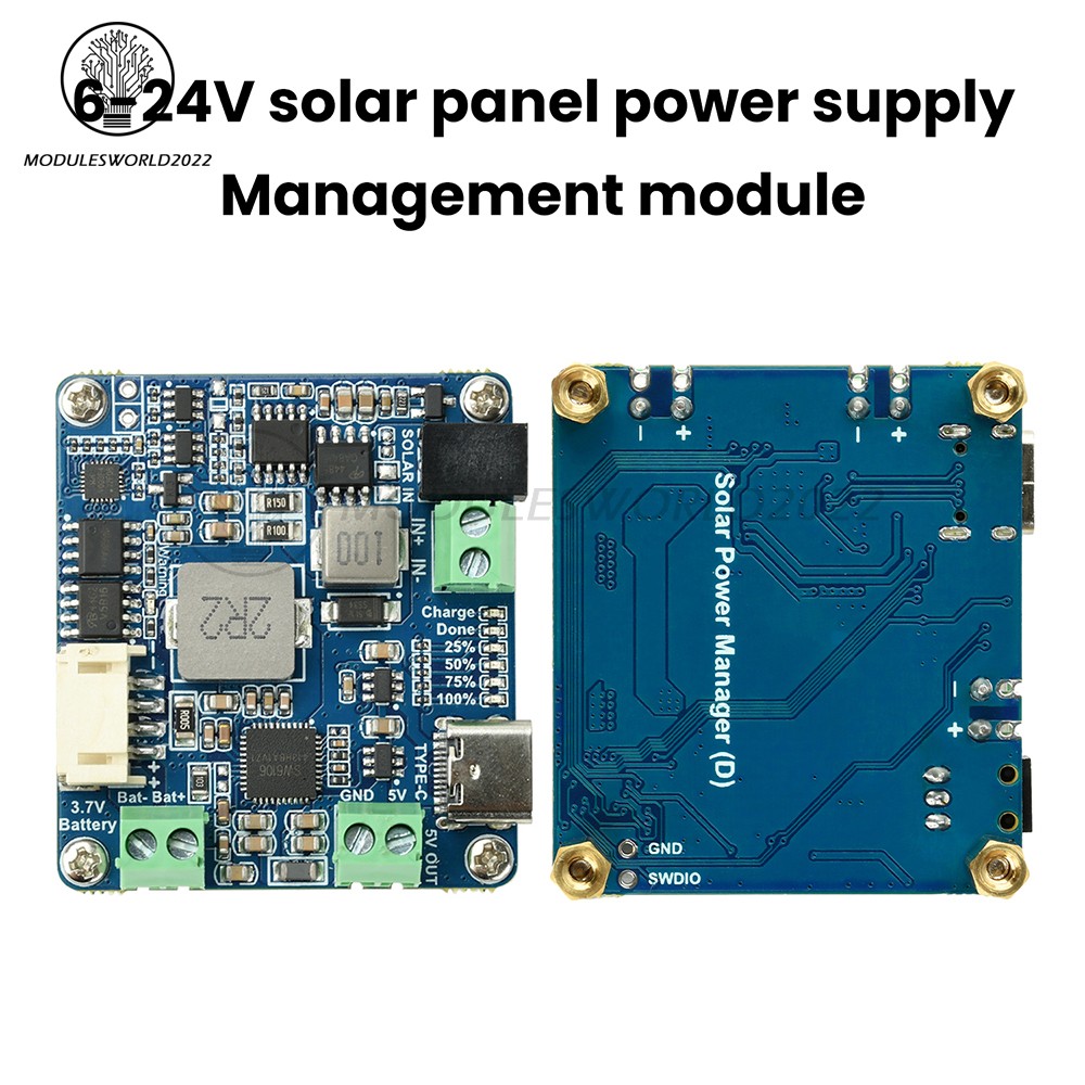 6-24V Solar Panel Power Management Module 5V 3A Supports MPPT, PD QC FCP SFCP
