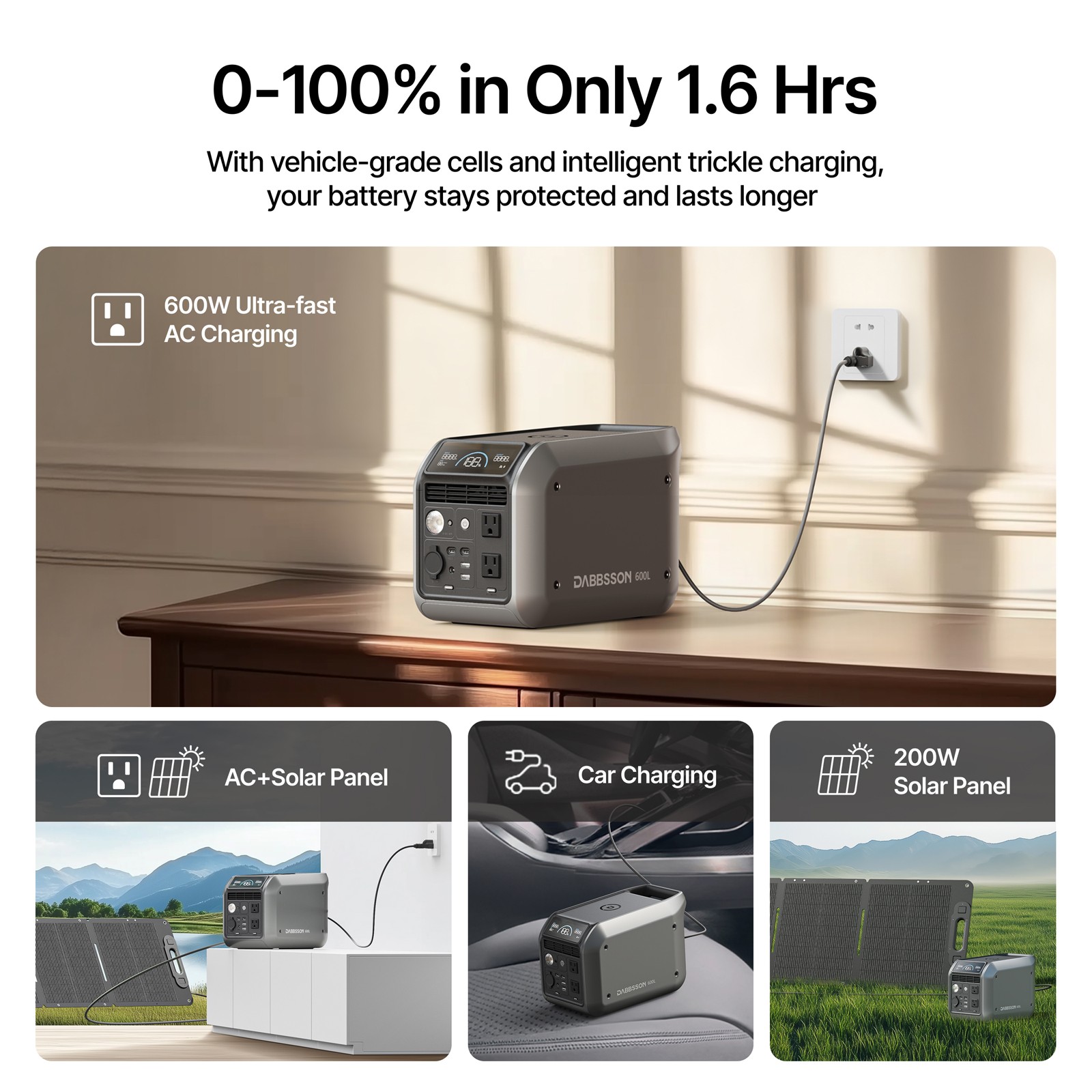 Dabbsson 600L Power Station 768Wh 600W Solar Generator +120W Solar Panel Camping