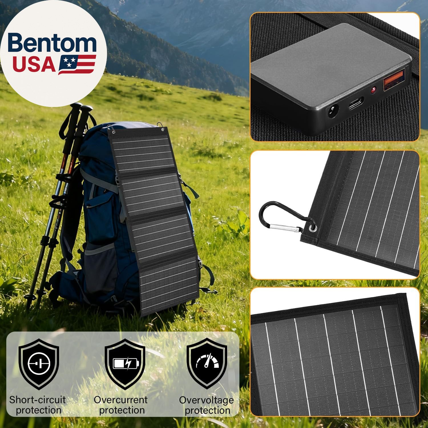 2026Upgrade 40W Foldable Solar Panel Charger,25% High Efficiency Portable N Type