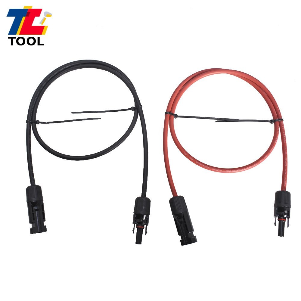 1 Pair Black + Red 3 Feet Solar Panel Extension Cable Wire Connector 10 AWG