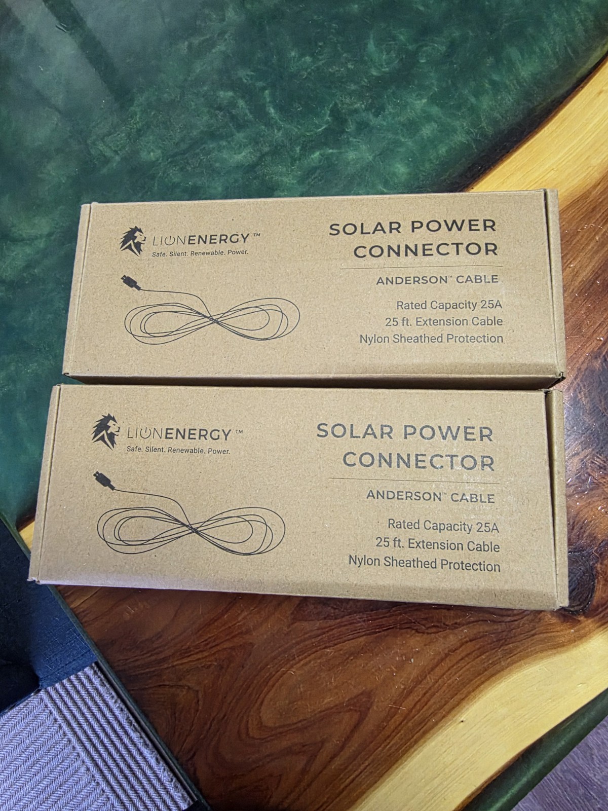Lion Energy 25 ft Solar Power Connector Anderson Cable 25a Capacity Nylon Sheath