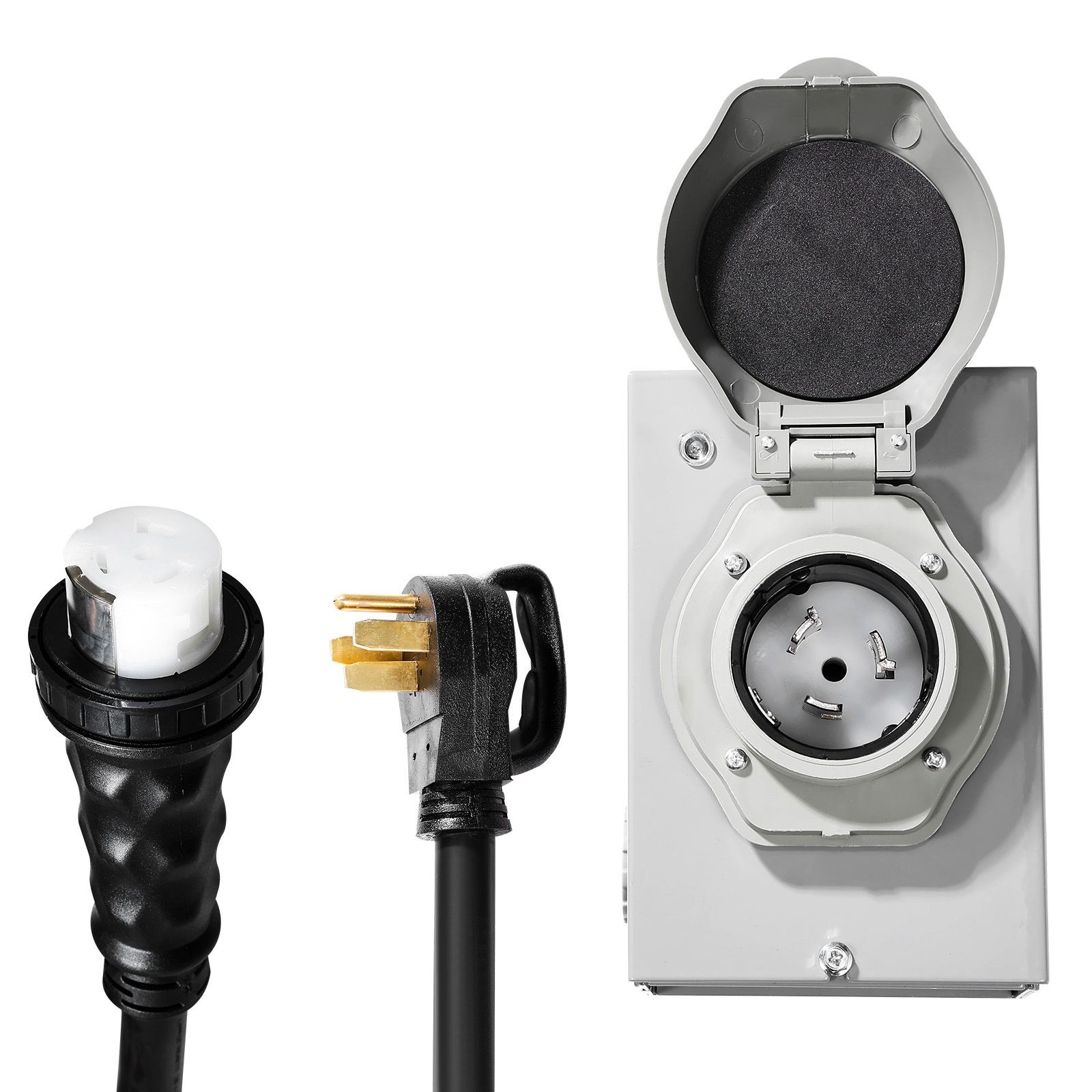 50 Amp Generator Cord and Power Inlet Box Kit, 20FT, NEMA 14 – 50P/ SS2 – 50R