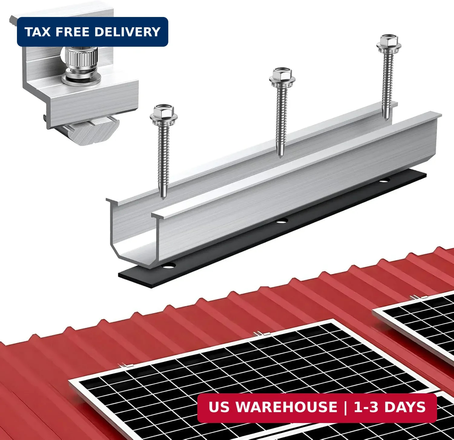 Anbte Solar Panel Bracket Kit, 6 Pcs 7.87 in Aluminium Solar Panel Mounting Rail