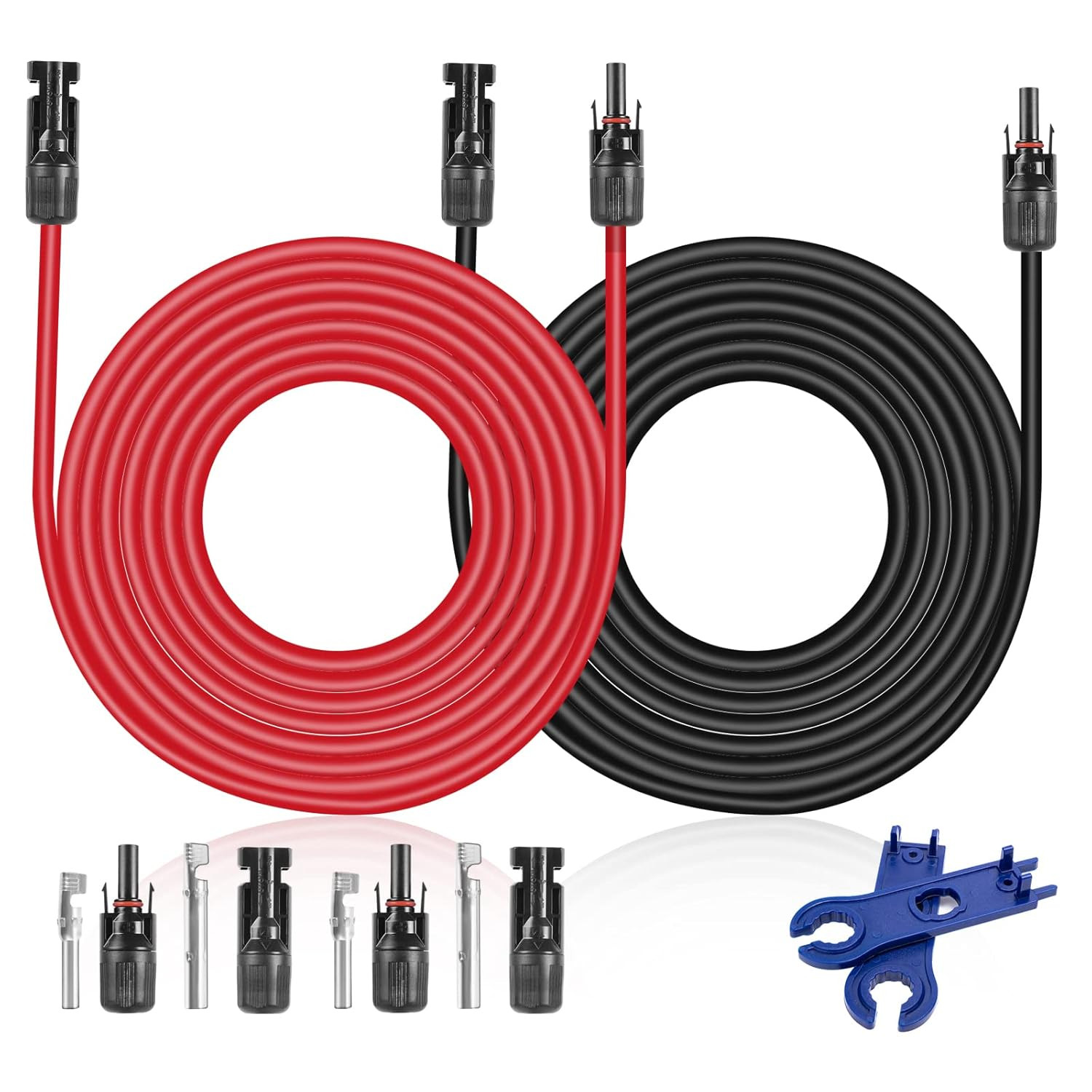 Solar Extension Cable 20Feet 10AWG (6Mm²) Solar Panel Cable Red & Black PV Wire