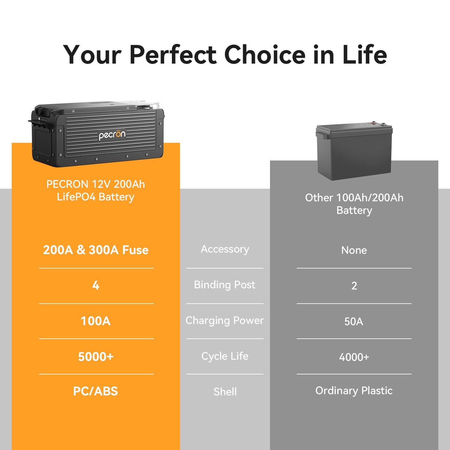 PECRON 12V 200Ah LiFePO4 Deep Cycle Lithium Battery For RV Solar Off-Grid Power