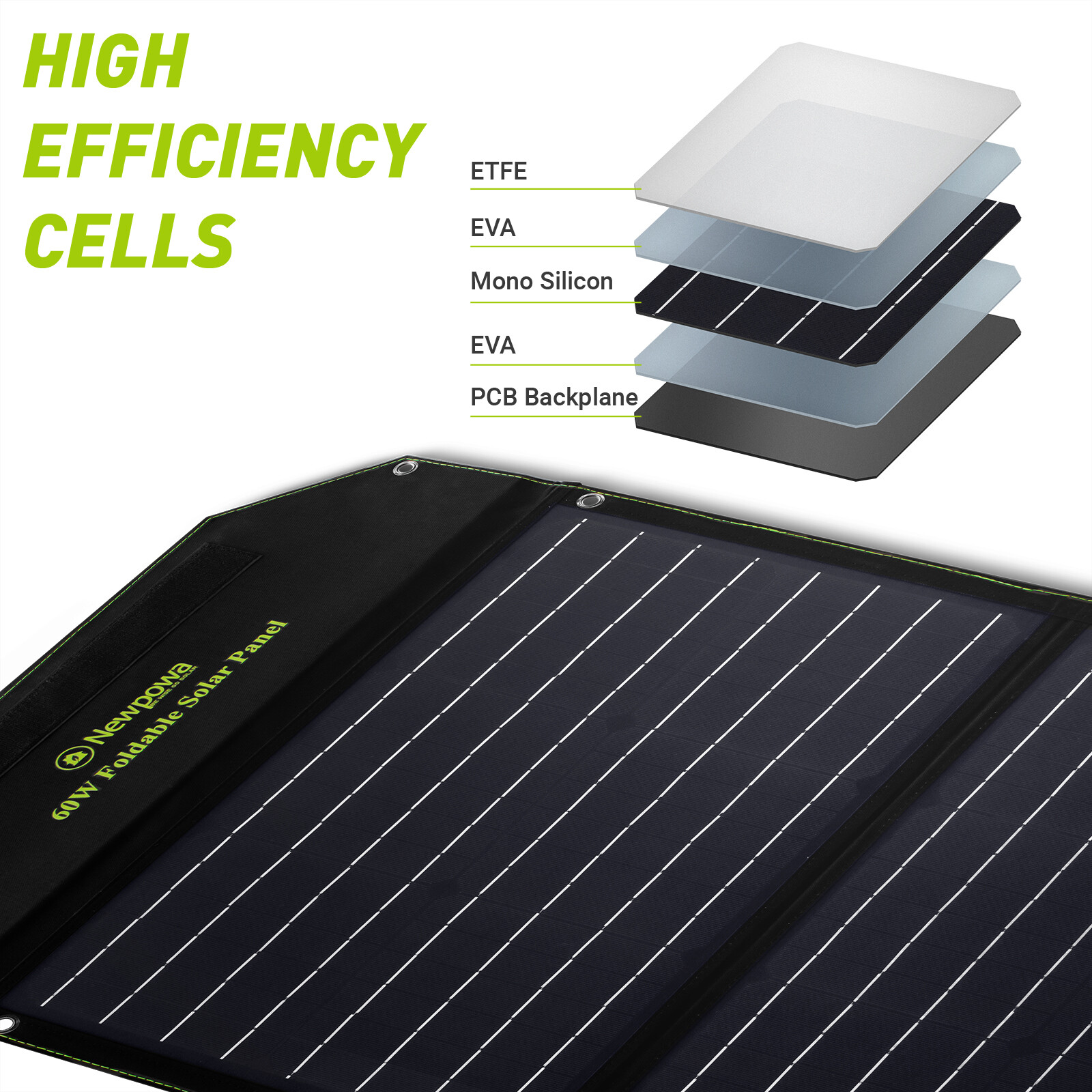 Newpowa 60W Watt 12V Portable Solar Panel Compatible With Normal Solar Generator