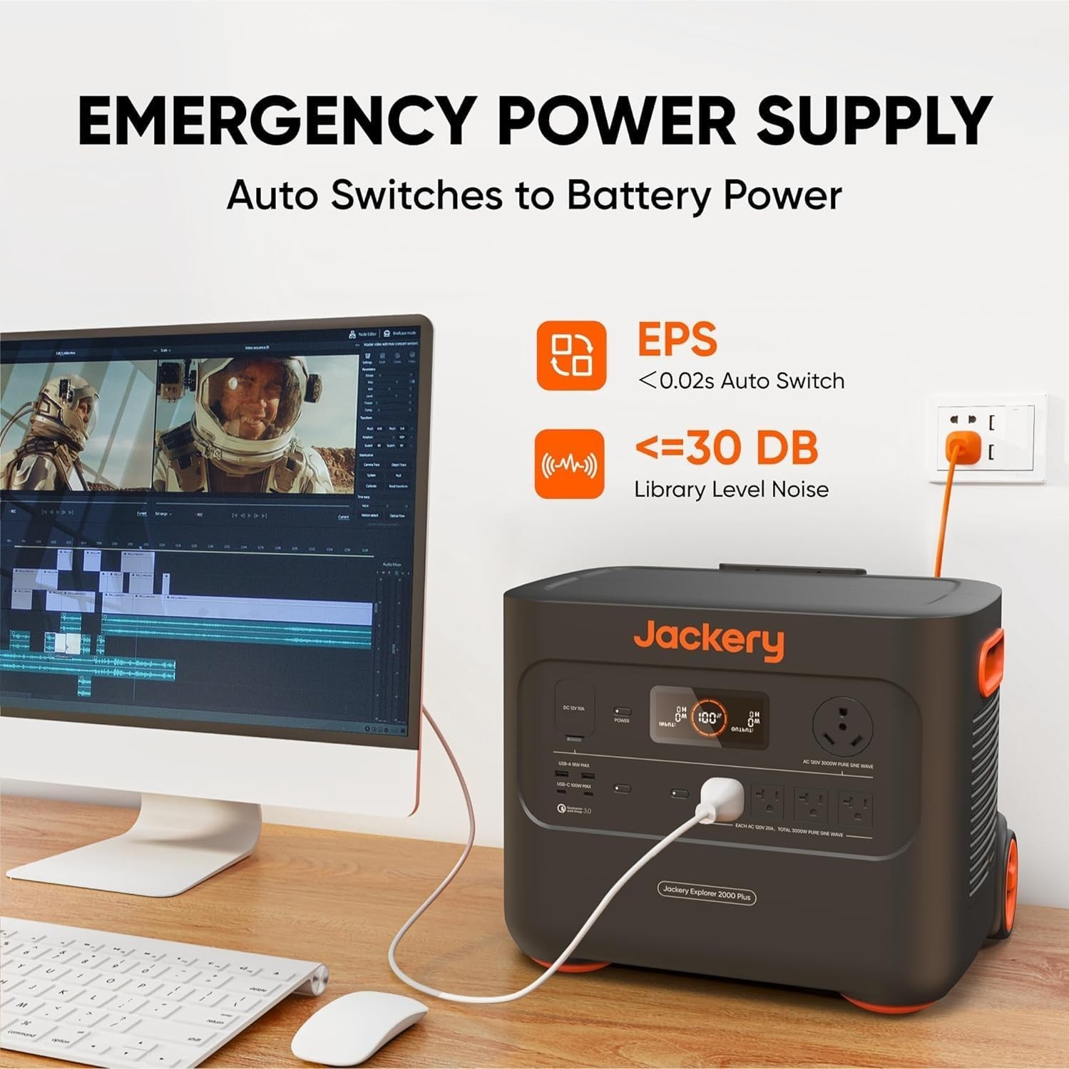 Portable Power Station 2042Wh 3000W LiFePO4 Jackery Explorer 2000 Plus Solar