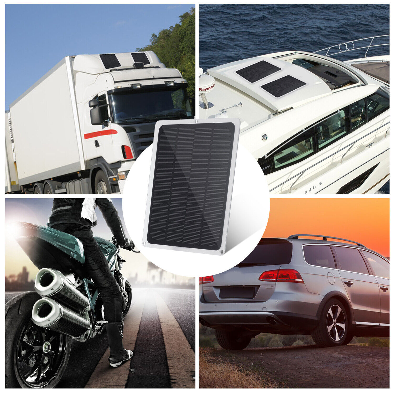 20W Solar Panel 12V Trickle Charger Battery Charger Kit Maintainer Boat RV Car