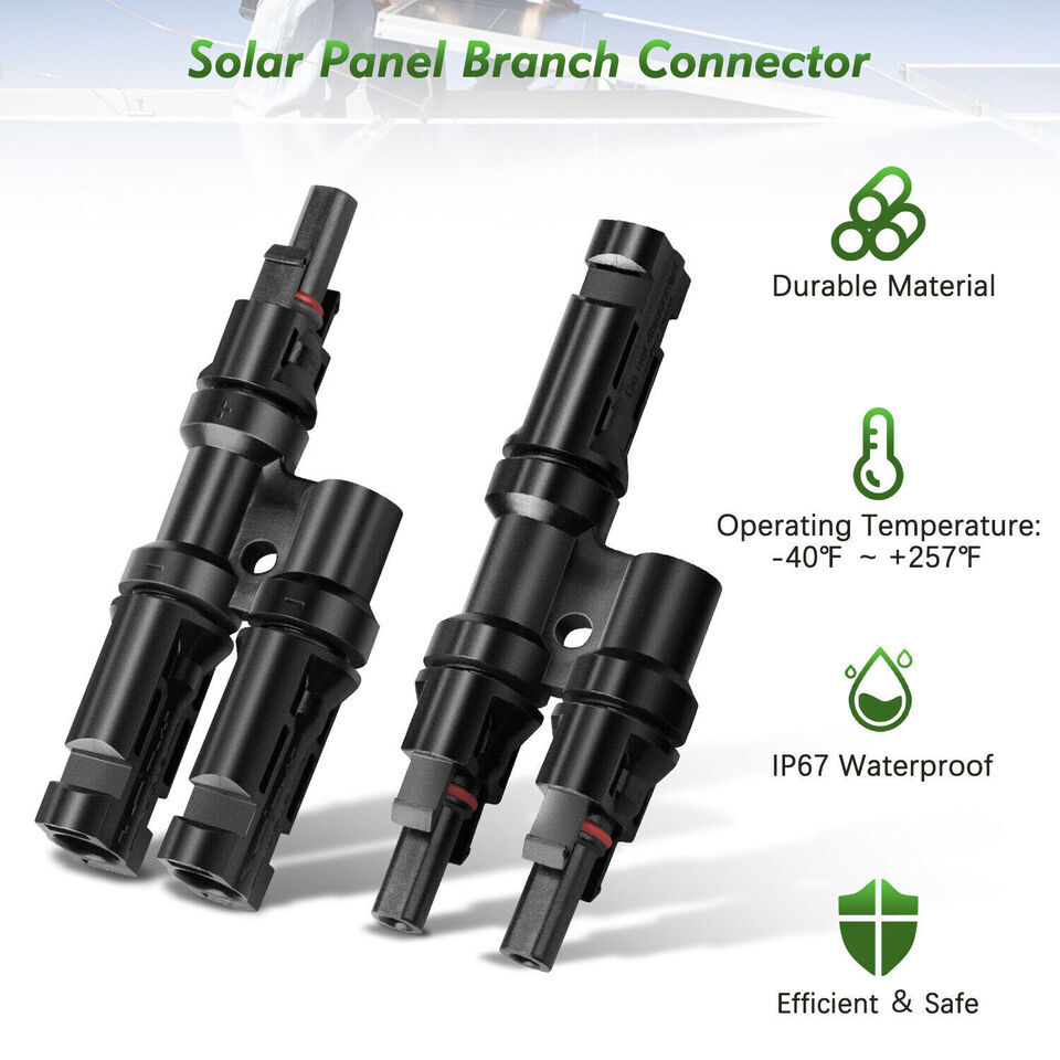 Solar Panel T Branch Cable Connector DIY Waterproof Adapter Extension MMF + FFM
