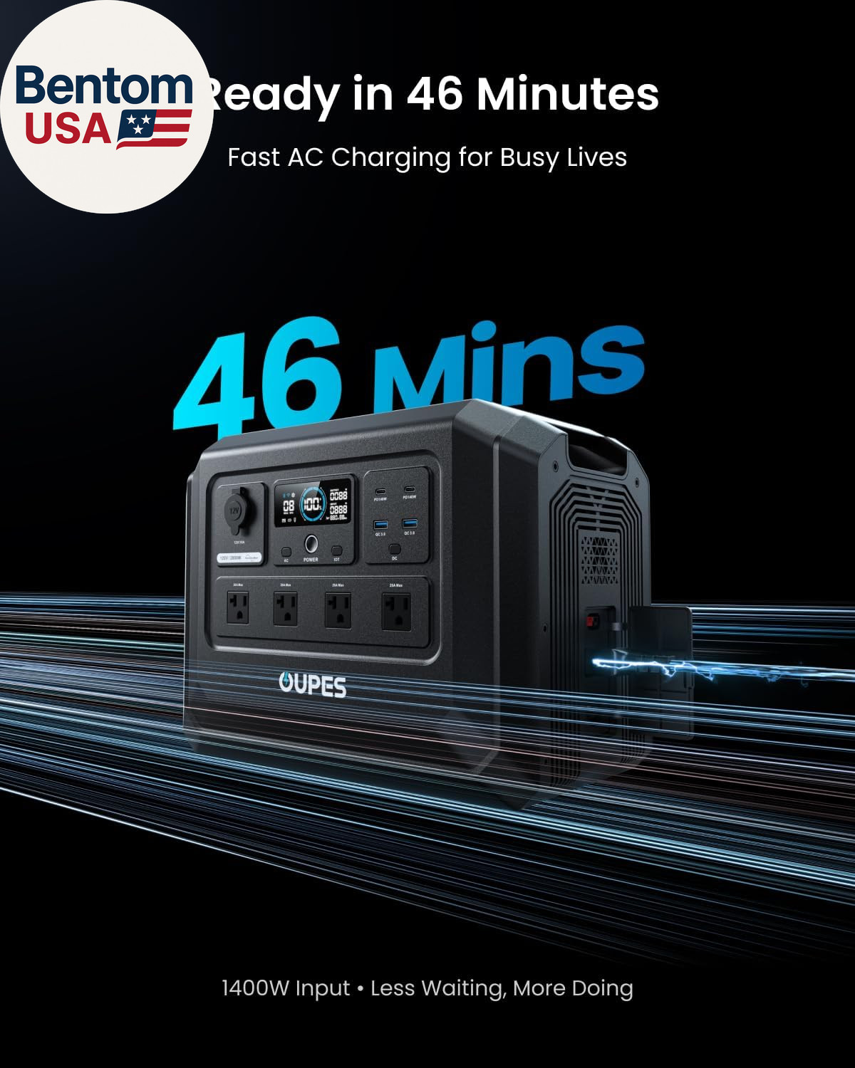 Mega 1 Lite Portable Power Station 1024Wh, 2000W AC Outlets (4500W Peak), Lifepo