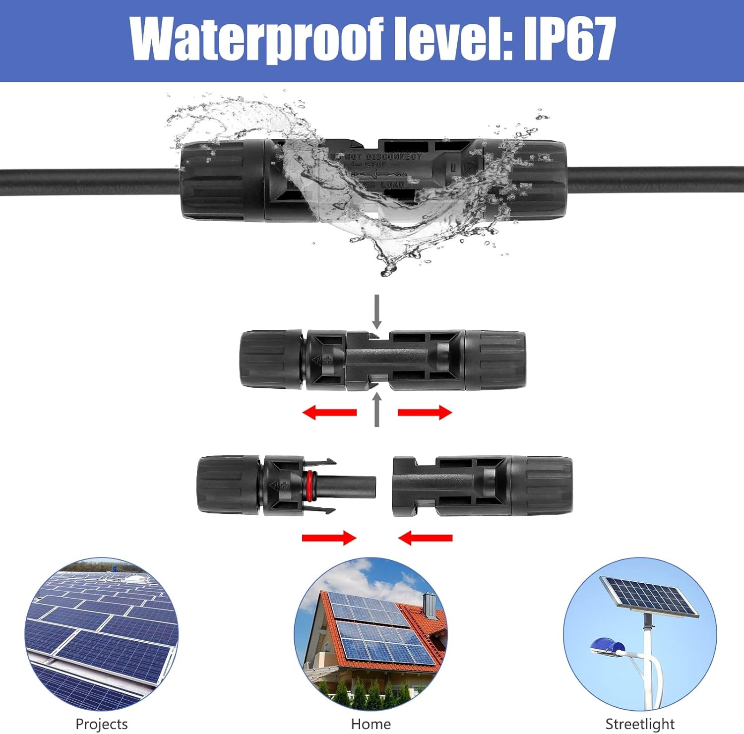 40PCS (20Pairs) Solar Panel Connectors, Male/Female Multi-Contact 4 Solar Connec