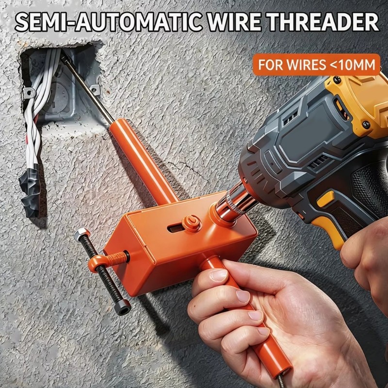 Wire Threading Tool with Mechanical Locking Screw for Home Wiring