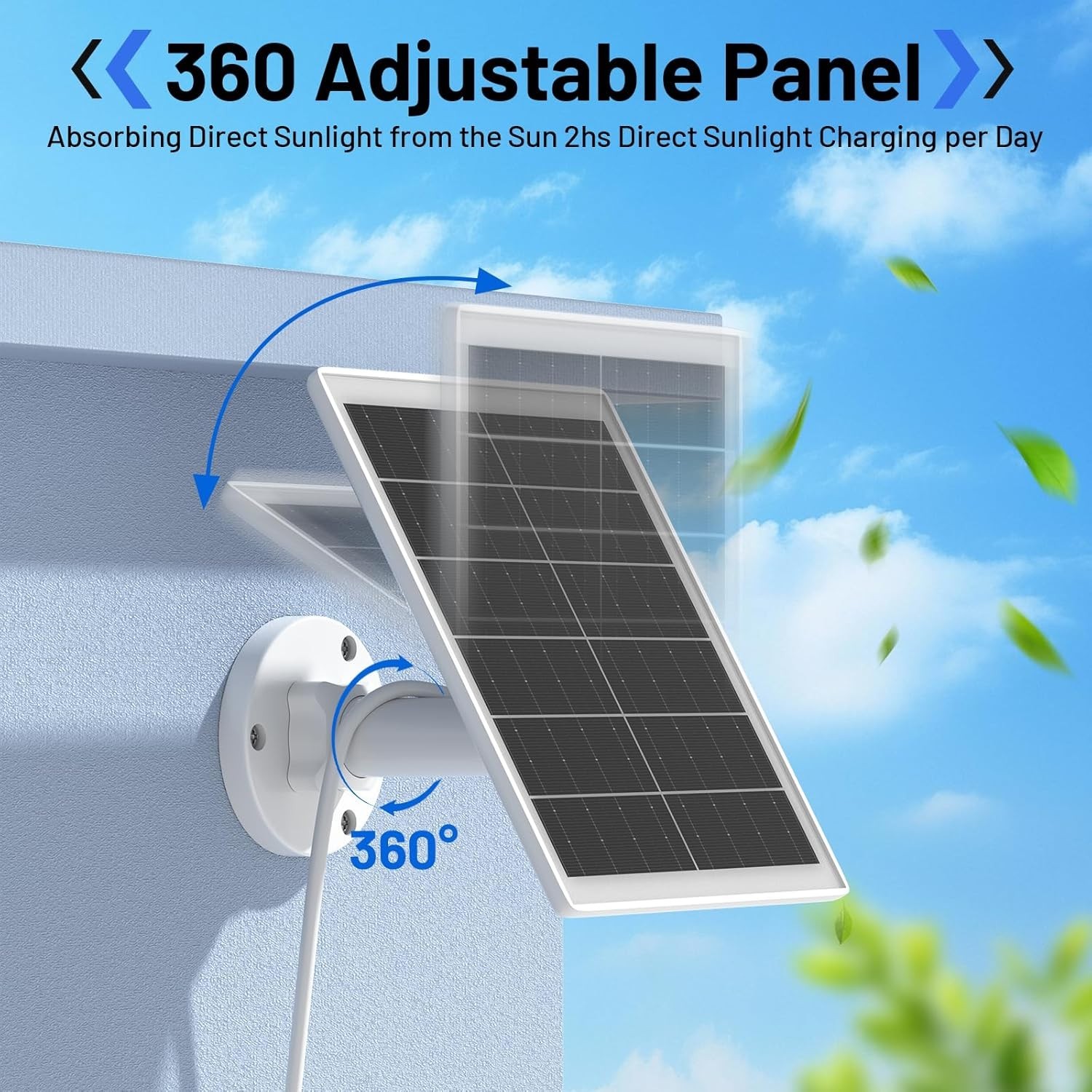 Continuous Power 5W Solar Charger for Arlo Cameras with 360° Mount – 2 Pack