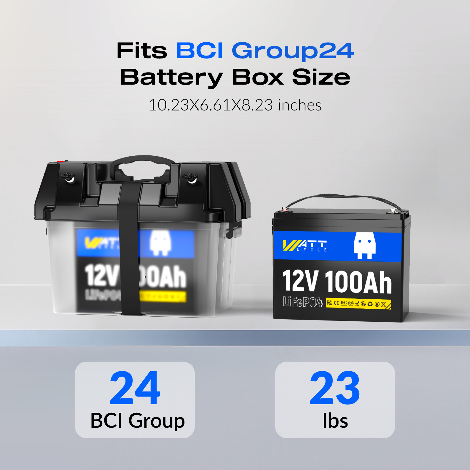 12V 100Ah LiFePO4 Lithium Battery 100A BMS for RV Off-grid Trolling Motor