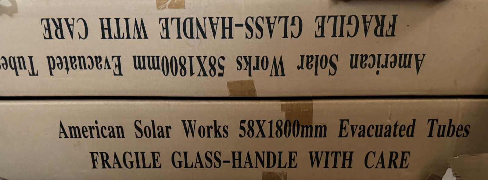 New Sealed Box of 58x1800mm Evacuated Solar Tubes 5HP + 1 empty tube