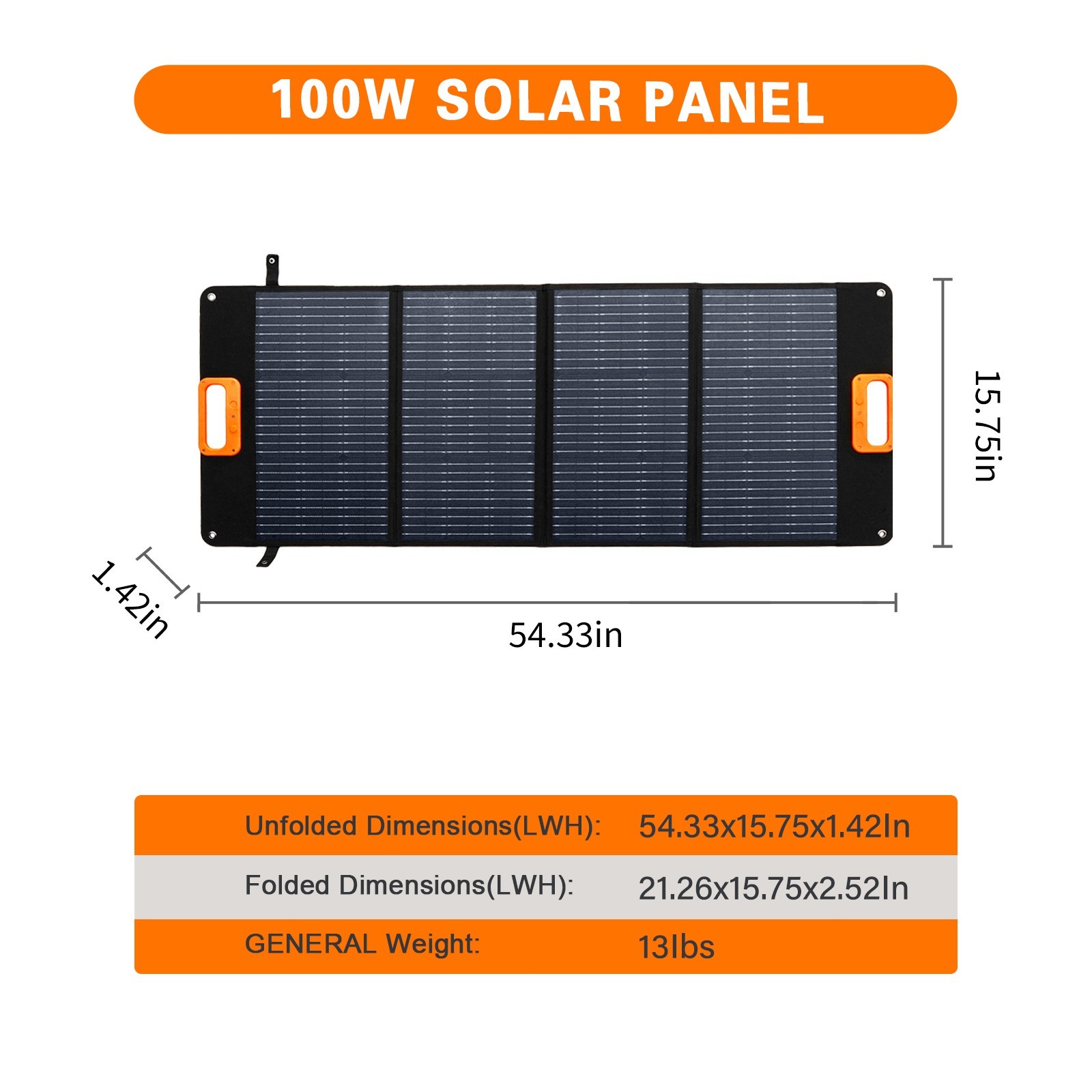 100W Solar Charger Portable 4-fold Solar Panel with Kickstand for Power Station